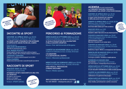 INCONTRI di SPORT GIOVEDI 10 APRILE 2014 ore 20.45