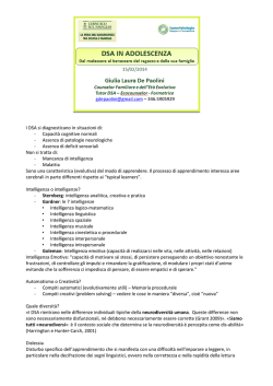 I DSA si diagnosticano in situazioni di