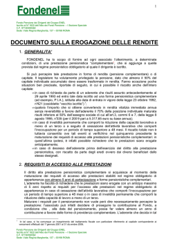 DOCUMENTO SULLA EROGAZIONE DELLE RENDITE
