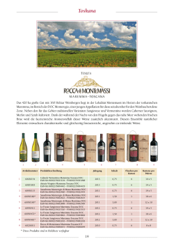 Die Sortimentsliste vom Weingut ROCCA DI MONTEMASSI