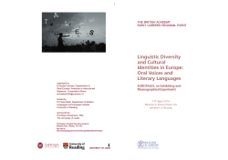Linguistic Diversity and Cultural Identities in Europe: Oral