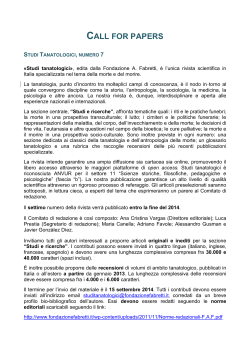 Call for papers - Fondazione Fabretti