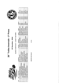 7 dic 2014 • 28° TROFEO INVERNALE – 1 PROVA