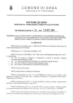 Determina n. 886-14 – Aggiudicazione sev