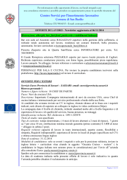 31 news offerte di lavoro 06 novembre 2014