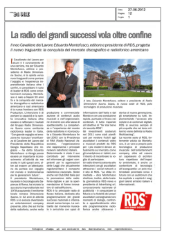 La radio dei gandi successi vola oltre conﬁne