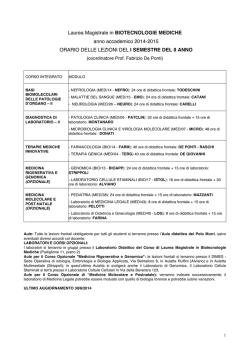 II&deg; anno - Lauree e Lauree Magistrali