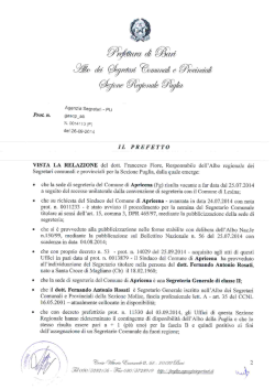 Decreto 26 settembre 2014 - Sezione Regionale PUGLIA