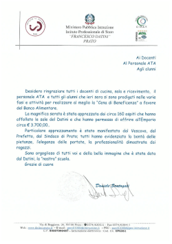 Ringraziamento - Istituto Professionale Datini