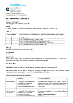 INFORMAZIONE GENERALE ISCRIZIONE