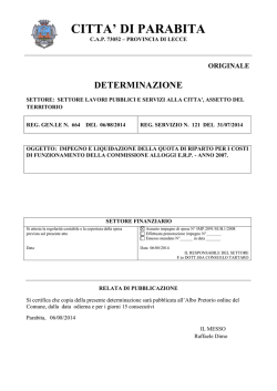 impegno e liquidazione della quota di riparto per i costi di