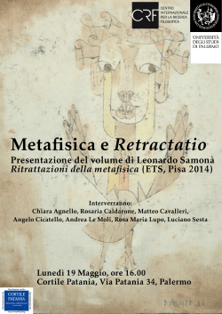 Metafisica e Retractatio. Presentation of L. Samonà, Ritrattazioni