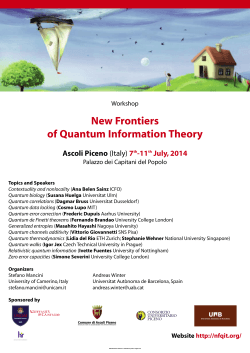 New Frontiers of Quantum Information Theory Ascoli Piceno