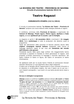 Teatro Ragazzi - Comunicato stampa