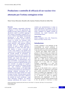 Produzione e controllo di efficacia di un vaccino