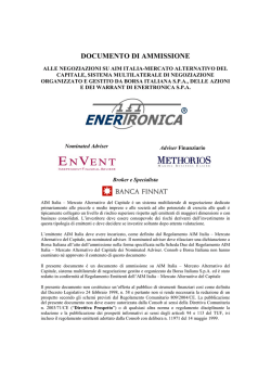 DOCUMENTO DI AMMISSIONE - AIM