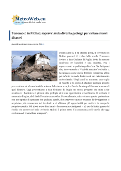 Terremoto in Molise: sopravvissuta diventa geologa