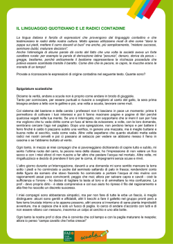 IL LINGUAGGIO QUOTIDIANO E LE RADICI CONTADINE