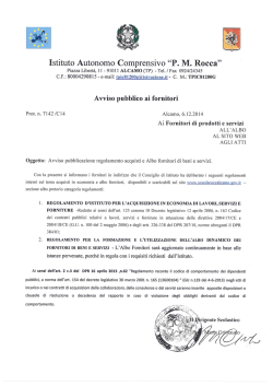 Avviso pubblico ai Fornitori - Istituto Pietro Maria Rocca Alcamo