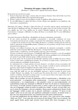 Donazione del sangue e logica del dono.