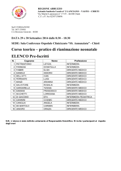 Elenco pre-iscritti edizione 29-30 settembre 2014