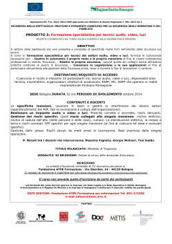 Formazione specialistica per tecnici audio, video