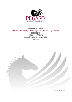 MA295 - Security ed intelligence. Analisi e gestione