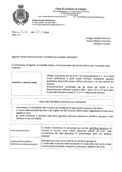 iscrizioni mensa 2014-2015 - Comune di Cardano al Campo
