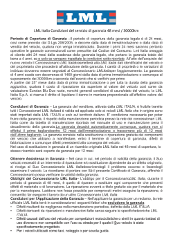 LML Italia Condizioni del servizio di garanzia 48 mesi / 30000km