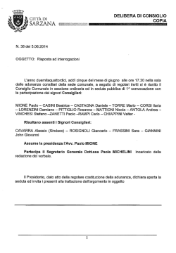 t _ DELIBERA DI CONSIGLIO CITTA DI COP|