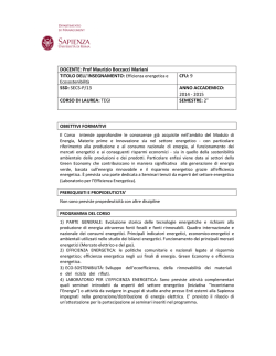 Efficienza energetica e ecosostenibilit&agrave; 9 cfu a.a. 2014