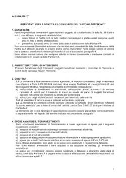 Interventi per la nascita e lo sviluppo del "lavoro