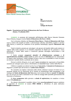 Egr. Dirigente Scolastico E p.c. Collegio dei Docenti Oggetto