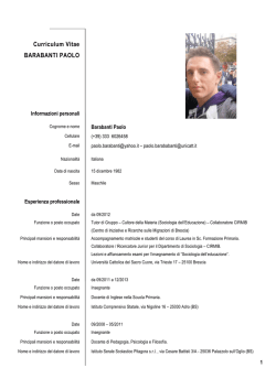 Dott. Barabanti Paolo - Centri di Ricerca