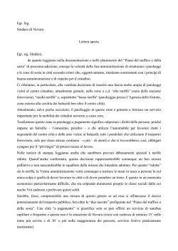Egr. Sig. Sindaco di Novara Lettera aperta Egr. sig. Sindaco, da