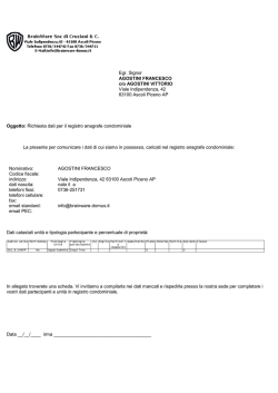 Egr. Signor AGOSTINI FRANCESCO c/o AGOSTINI