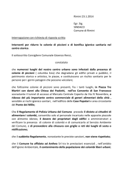 Rimini 23.1.2014 Egr. Sig. SINDACO Comune di
