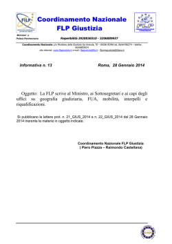 informativa n. 13 - la flp scrive al ministro, ai
