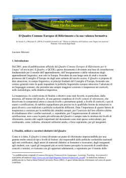 Il Quadro Comune Europeo di Riferimento e la sua valenza formativa