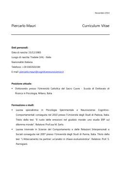Piercarlo Mauri Curriculum Vitae - Cognitive Neuroscience Section