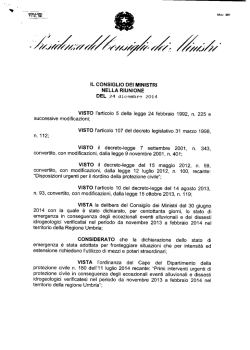 Deliberazione del 24 dicembre 2014 - Dipartimento della Protezione