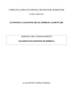 corso di laurea in scienze e tecnologie alimentari economia e