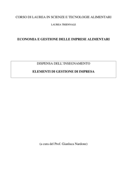 corso di laurea in scienze e tecnologie alimentari economia e