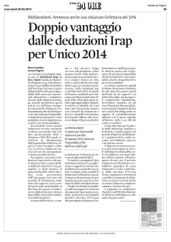 Doppio vantaggio dalle deduzioni Irap per Unico 2014