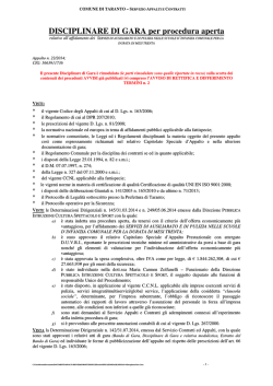 DISCIPLINARE DI GARA per procedura aperta