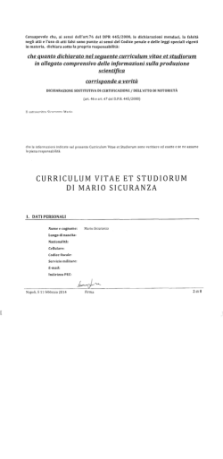 che quanto dichiarato nel seguente curriculum vitae et