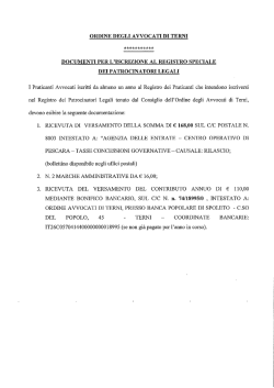 Documenti per iscrizione al Registro Speciale dei patrocinatori Legali