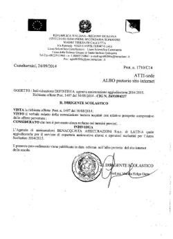 Individuazione definitiva agenzia assicurazione aggiudicatria 2014