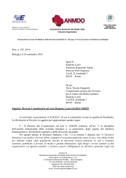 Decreto Commissario Lazio