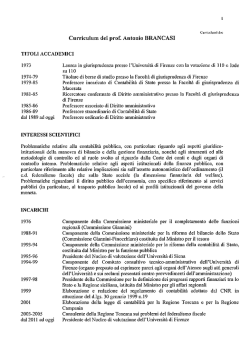 Curriculum del prof. Antonio BRANCASI